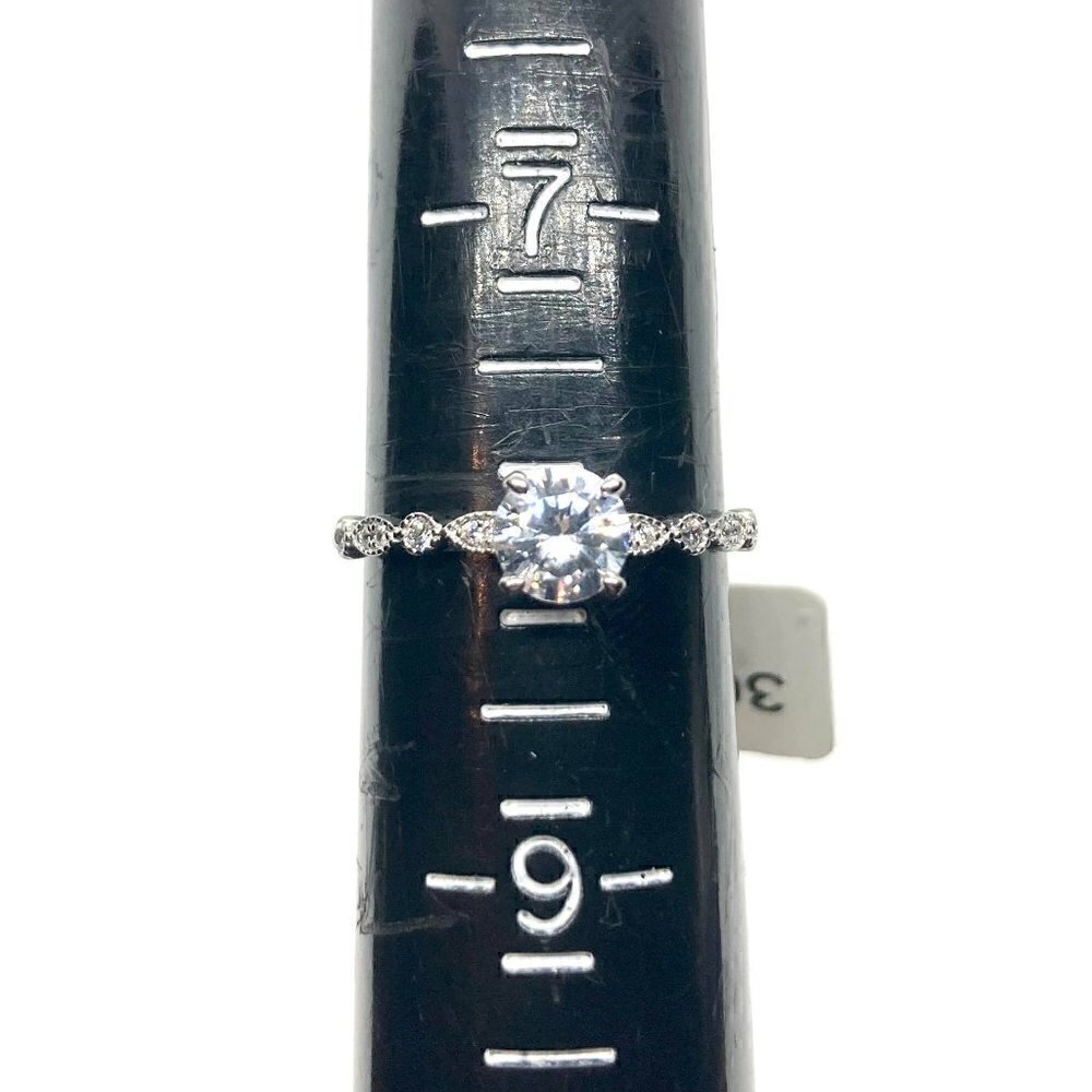 Sterling Silver 925 Round Cut Ring Size 8 - Picture 10 of 12